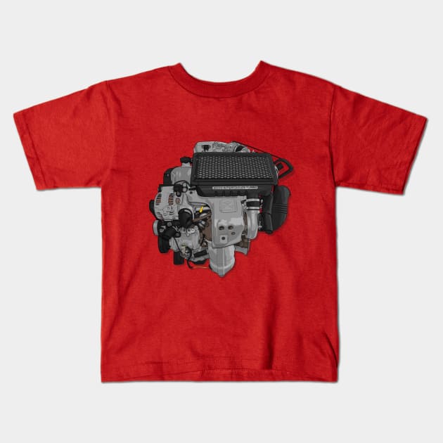 3S-GTE Engine Kids T-Shirt by ArtyMotive